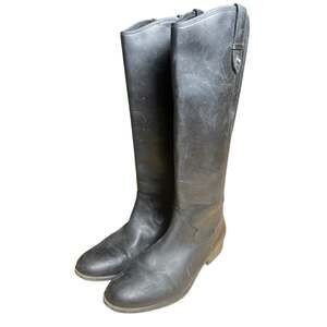 Frye & Co Tall Black Leather Pull On Equestrian Riding Boot Size 8